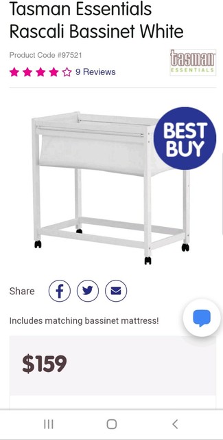 tasman essentials rascali bassinet